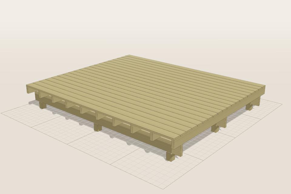 Deck designed in Woodworker, shown in 3D